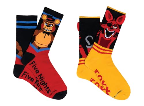 Everything Legwear Five Nights at Freddy's Crew Socks (2 Pair) - Freddy, Foxy - One Size Fits Most