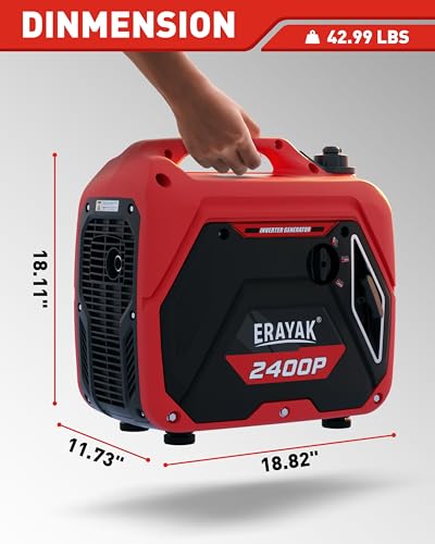 ERAYAK 2400W Gasoline Inverter Generator Power Equipment Portable Generator Quiet Lightweight Compact for Home RV Emergency Garden Outdoor