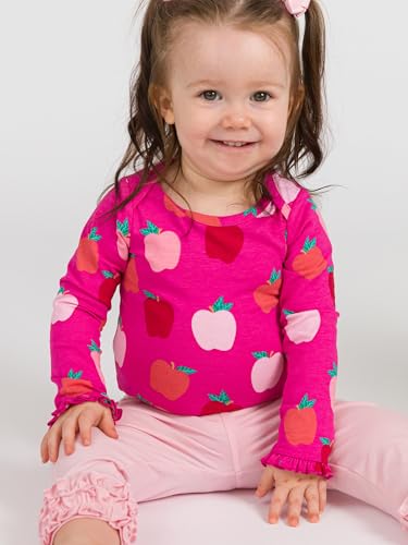 Image of RuffleButts Toddler Girl Merry & Bright Ruffle Leggings - Ankle Leggings | 75% Cotton 23% Spandex 2% Elastane, Breathable Lightweight, Elastic Waistband, Signature Rear Detail To 4T, Machine Washable