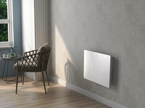 radiateur électrique à inertie sèche bloc ceramique + facade verre écran lcd 1000w glass norme nf