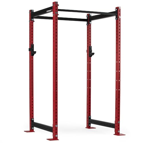 Titan Fitness T-3 Series Red Short Power Rack, 36in Depth, 1,100 LB Capacity Cage for Weightlifting and Strength Training