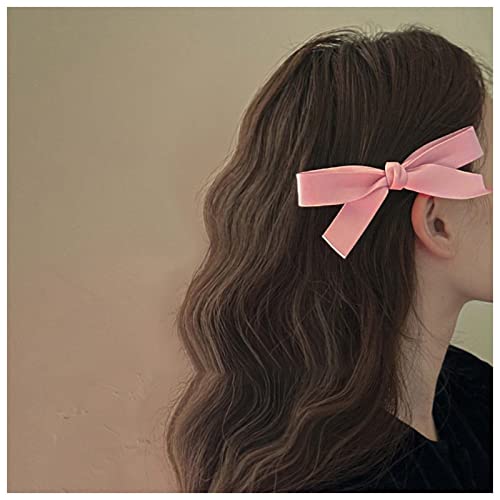Yheakne Vintage Bow Hair Clip Pink Bowknot Hair Barrette Winter Hair Holder Clip French Bow Barrette Headwear Bowknot Accesorios para el cabello para mujeres y niñas (Rosa)