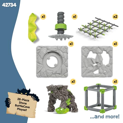 Image of schleich Eldrador Creatures - 28 PC BattleCave Stone Smasher Playset for Boys and Girls - Kids Ages 7+ | 42734