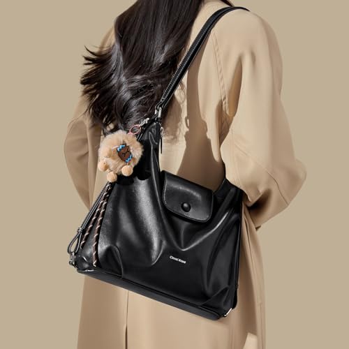 Bolso Tote de Cuero para Mujer Negro miniatura 2