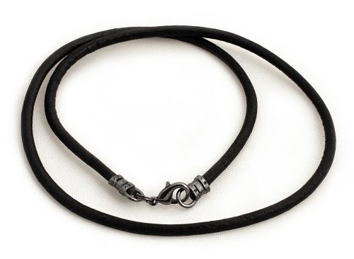 Dragonweave Thick 3Mm Black Leather Gunmetal Cord Necklace - 20 Inches #TOP3