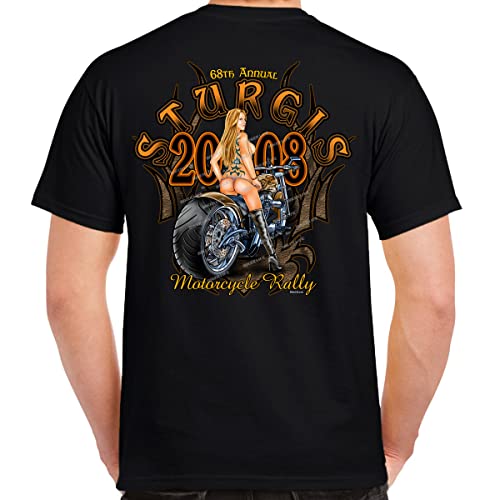 Nostalgia 2008 Sturgis Motorcycle Rally Tribal Chick T-Shirt Black