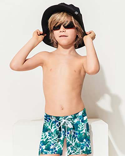Fedpop Board Shorts Boys Beach Shorts Swim Board Shorts Toddler Bathing Suits Upf 50+ Elastic Waist Swim Trunks 4T Green Leaf #TOP1