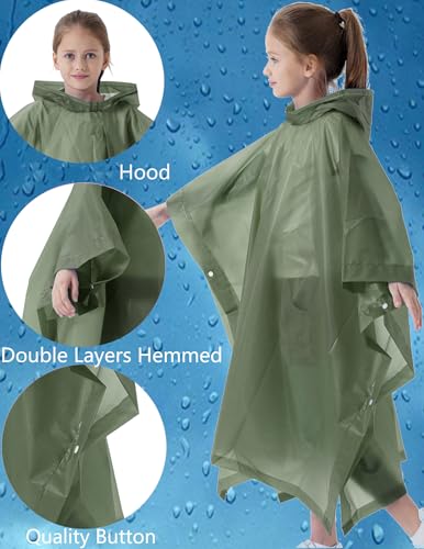 Image of Rain Poncho for Kids(2 Pack) Waterproof Reusable EVA Raincoat One Size Rain Jackets for Children,Boys and Girls
