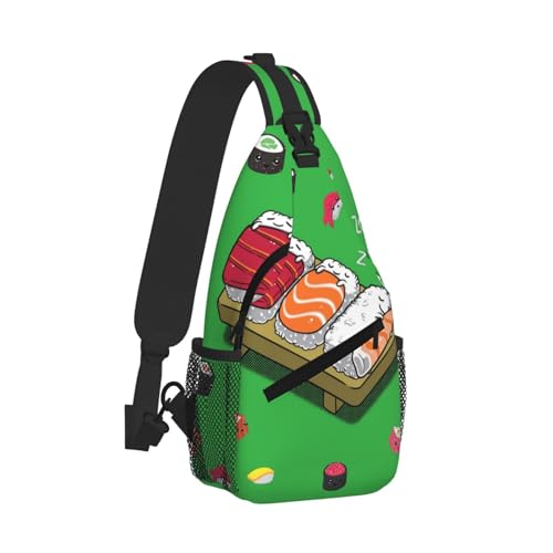 Cross Chest Bag Diagonally-Sleeping Sushi Print Durable Hiking Daypacks With Large Capacity For Women Men2