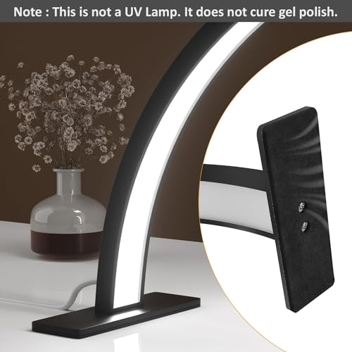 Store2508 52cm Half Moon Light for Nail Desk, Lash Light Led Nail Tech Lamp Half Moon Light Table Lamp Desk Lamp for Nail Lash Eyelash Extension Tattoo Eyebrows(Black - Image 3