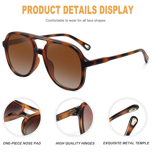 Arjien Polarized Aviator Sunglasses for Women Men - UV400 Protection Mens Womens Sunglasses, 70s Retro Trendy Square Aviators3