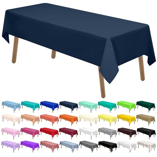 Paquete de 2 manteles de plástico color turquesa desechables de 54 x 108 pulgadas, manteles rectangulares de PEVA para picnic, cumpleaños, boda, mesa rectangular de 8 pies