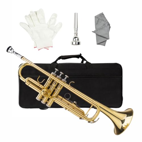 MARCOLOR Bb Standard Trumpet Set for Beginner, Brass Student Trumpet Instrument with Hard Case...