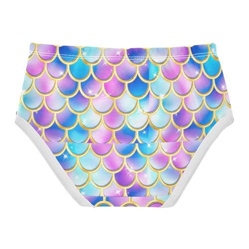Joisal Neon Mermaid Scales Little Girl Panties Girls Underwear Toddler Cotton Pattern Kids Briefs Undies 2t2