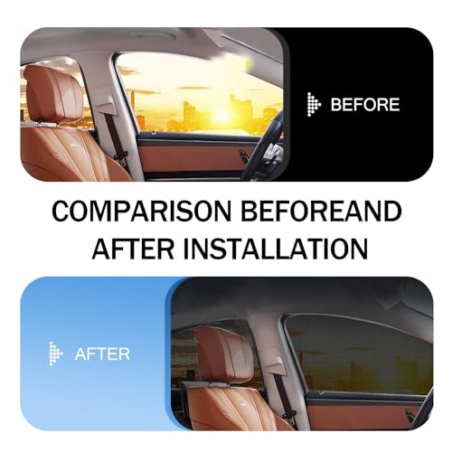pinflaw 4 PCS Car Side Window Sunshade Net Combination Kit, Front Rear Window Glass Double-Layer Design Breathable High-Density Elastic Mesh, Modification Accessory, Suitable for Most SUVs (Black)