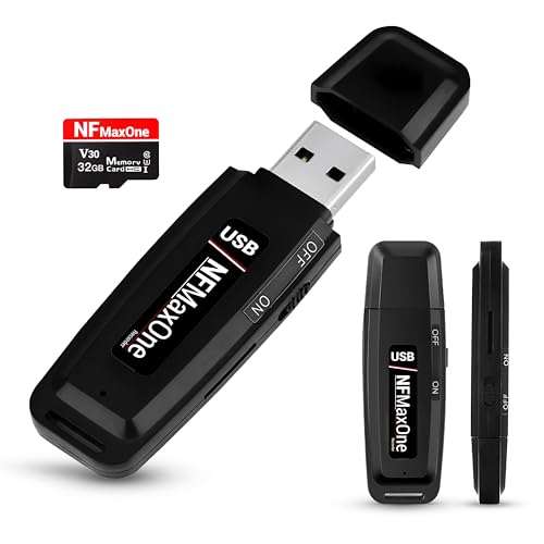 Enregistreur Vocal Espion numérique avec microSD de 32 Go Inclus | Mini enregistreur Audio idéal pour réunions, interviews, Cours | Graveur USB Espion Portable...