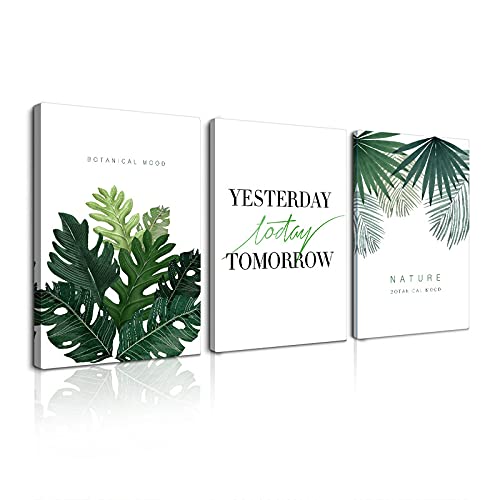 緑 植物 アートパネル 3枚セット飾り絵 ポスター 壁掛けアート アートフレーム モダン アートボード 絵画 印刷された インテリア部屋飾り 壁掛け(D, 50cmX70cm)