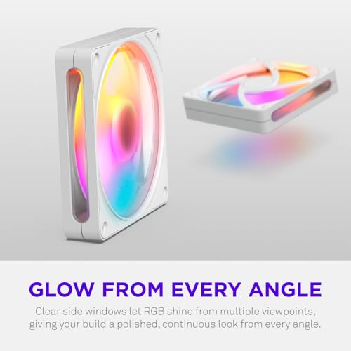 Image of NZXT F120 RGB - 120mm PWM RGB PC Case Fan, 8 LEDs - White