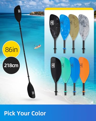 Image of OCEANBROAD Kayak Paddle 86in /218cm, 90.5in /230cm Alloy Shaft 2-Piece Floatable Kayak Oar for Kayaking Canoeing Boating