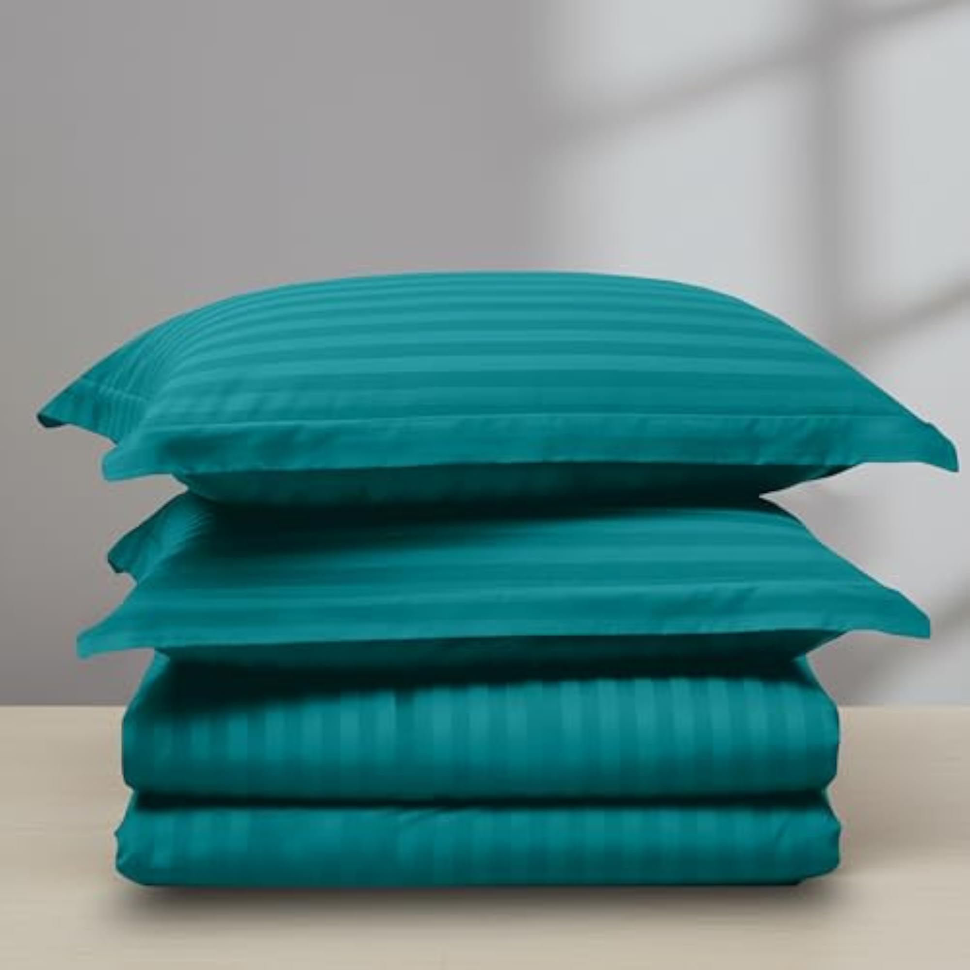1500 Thread Count Egyptian Quality Stripe Duvet Cover Set, Turquoise