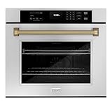 ZLINE Autograph Edition 30 in. Professional True Convection Single Wall Oven with Air Fry and Self Clean in Stainless Steel with Champagne Bronze Helix Handle (WASZ-30-KCB)