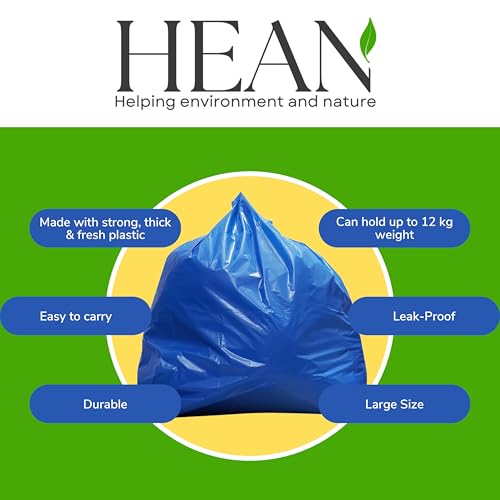 Image of HEAN Hygiene Bio waste semi fresh eco-friendly blue garbage bag thick quality (35x45 inch)-10 pcs. Heavy Duty 75 micron, Biohazard waste bag professional Grade medical bag, X-Large size No leak