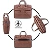 seyfocnia Men's Business Travel Briefcase Leather Messenger Bags Laptop Bag 17.3 inch Work Computer Bag Satchel Bag (Brown) #5