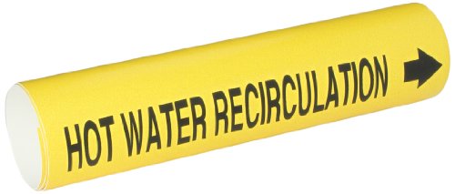 Marqueur de tuyau de recirculation d'eau chaude Brady 4080-D en feuille plastique