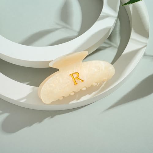 Image of LILIE&WHITE Acrylic Letter Hair Clips For Women Stylish R Monogram Hair Claw Alphabet Hair Clip Fashion Glitter Claw Clip Elegant And Durable Hair Accessory Large Hair Clips R