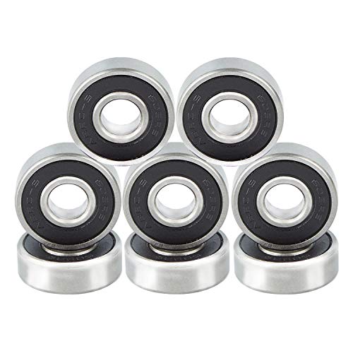 NONMON Rodamientos de Skateboards 8 Piezas de Cojinetes ABEC 9 608RS Bearings,Negro