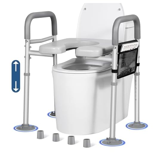 LOLLIDO 400lbs Adjustable Toilet Seat Risers for Seniors with Storage Pouch, Raised Toilet Seat with Handles for Elderly, Pregnant and Disable, Padded Handicap Toilet Seat Riser