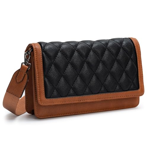 Image of Alldaily Quilted Small Crossbody Bag for Women, Wallet Purse with Card Slots & Phone Holder