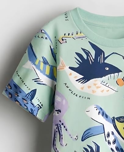 Image of Googo Gaaga Kids Boys 100% Cotton T-Shirt | All Over Print Half Sleeve T-Shirt for Kids | Comfortable Round Neck | Casual Wear | Soft & Breathable | Stylish Summer Wear |