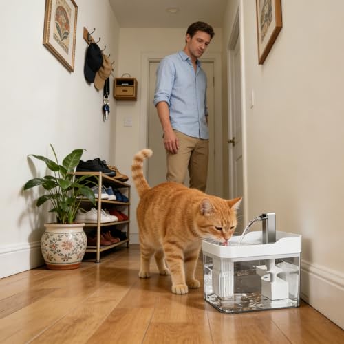 Fountain Cat Water Dish - 1.5L Intelligent Sensing Quiet Electric Dog Waterer,Automatic Water Feeder Indoor | for Home Office Apartment Bedroom Living Room Balcony - Image 3
