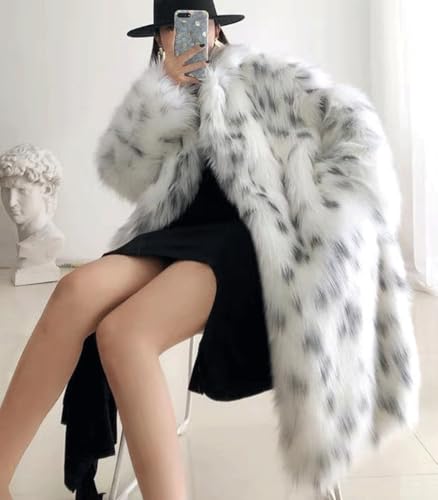 INVACHI Women's Faux Fur Coat Luxurious Long Lapel Open Front Fur Jacket Thick Thermal Winter Overcoat3