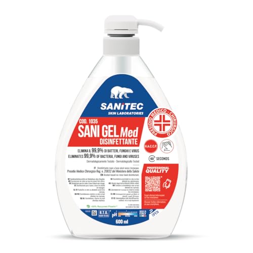 Sanitec, Sani Gel Med, Disinfettante Mani a Base di Alcol senza Risciacquo,...