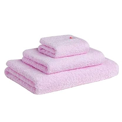 QTYQWC Handtücher, 3-teiliges Set, Handtücher, Badetücher, Handtücher, sehr saugfähig, Reine Farbe, weiche Baumwolle, Waschlappen, Badezimmer, Spa, Pool, schnell trocknend (Farbe: Beige) (Rosa)