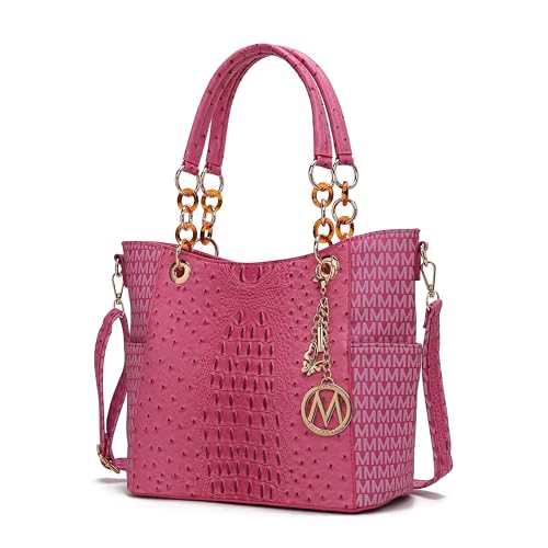 MKF Collection Bolsa de ombro feminina, bolsa tiracolo de couro PU com alça superior, Miriam Fuschia, Large