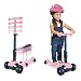 Monopattino multifunzione per bambini con sedile rimovibile, 3 in 1, regolabile in altezza, con ruote leggere, per bambini e bambine (rosa)