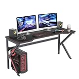 【Diseño conveniente】 El diseño de patas en forma de K agrega estabilidad y durabilidad al escritorio.La mesa viene con una alfombrilla para mouse completamente cubierta, un portavasos, un gancho para auriculares y un cargador USB que satisfará sus necesidades de accesorios de juego y mantendrá su escritorio bien organizado.