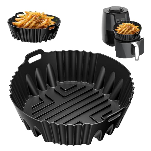 Image of Round Air Fryer Liner for Ninja Air Fryer AF100uk 3.8L, Silicone Air Fryer Liner for Ninja AF160Uk Air Fryer, Air Fryer Accessories for 3.8L+ Circular & Square Air Fryers