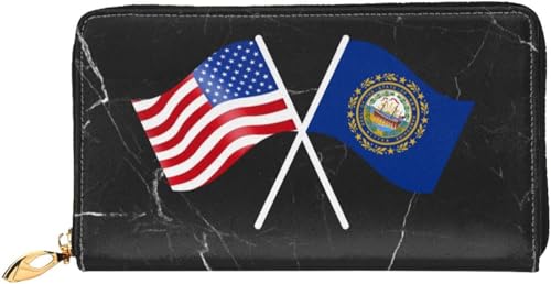 American And New Hampshire Flag Wallet Card Bag