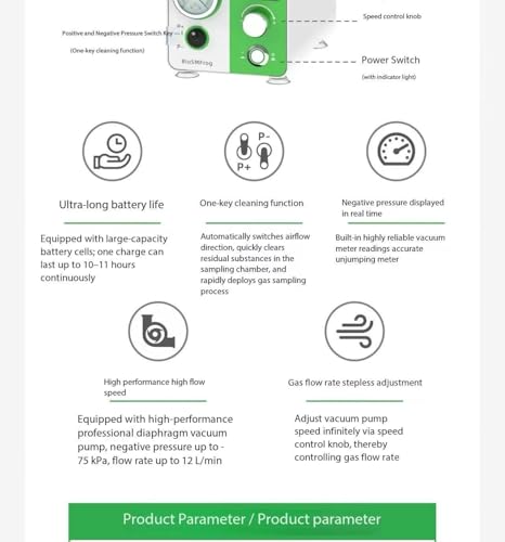 Image of Lab Vacuum Pump, Portable Oilless Vacuum Filtration Pump, 0-12 L /min Flow Rate W /Positive（150 KPa） and Negative（-75 KPa） Pressure (G)