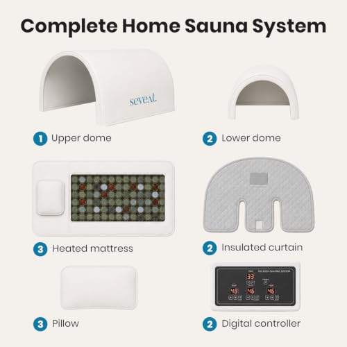 Image of Near-Zero-EMF Infrared Sauna Dome - 1300W Full-Body Heat | Integrated Jade Stones | Head-Out Home Sauna (White)