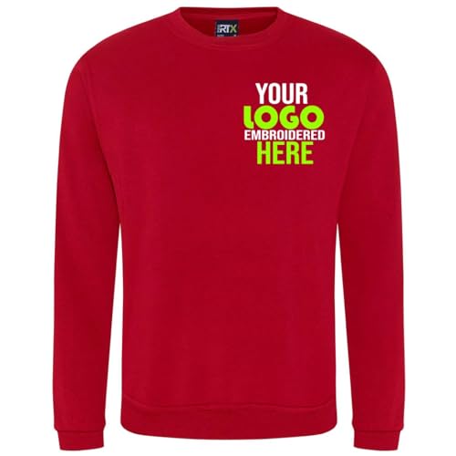 Personalised Embroidered Sweatshirt Work wear Uniform Your Logo (M, Red)