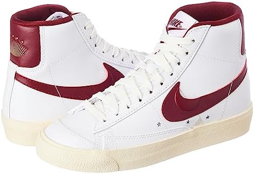 Nike Women's Blazer Mid '77 SE Shoe, White Team Red Muslin Mtlc Gold Star, 10 | Image 3