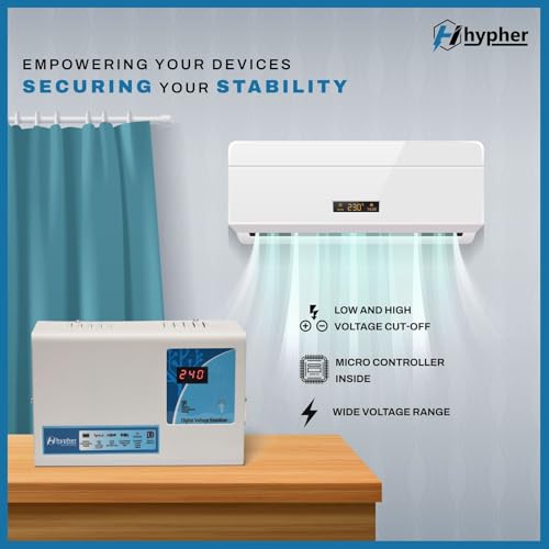 Image of HYPHER 4KVA Voltage Stabilizer for All Inverter and Non Inverter AC Upto 1.5 Ton| 4000 W 120V-290V | Digital Disply | 3 Year Warranty | German Toroidal Coil |Low /High Voltage Cut-Off
