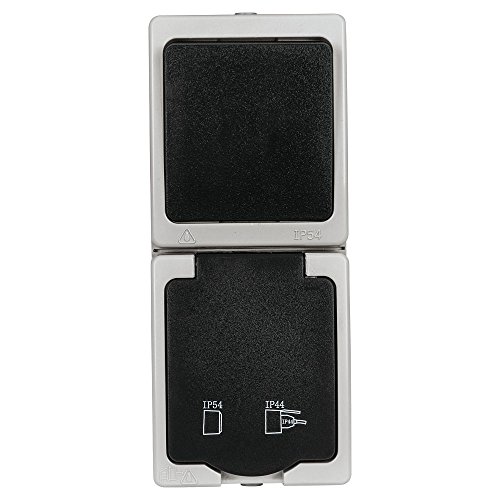 Preisvergleich Produktbild Heitronic Aufputz-Feuchtraum Aus- / Wechselschalter- Steckdosenkombination mit Deckel, anthrazitgrau, IP54