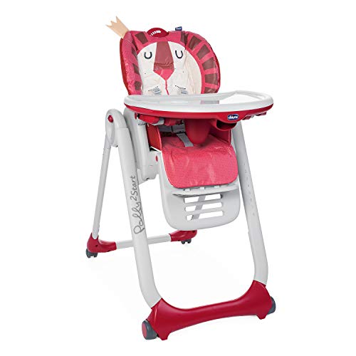 Chicco Polly 2 Start Chaise Haute pour Bébé de la Naissance à 3 ans (15 kg), Réglable, 4 Roues, Dossier Entièrement Inclinable en Transat et Fermeture...