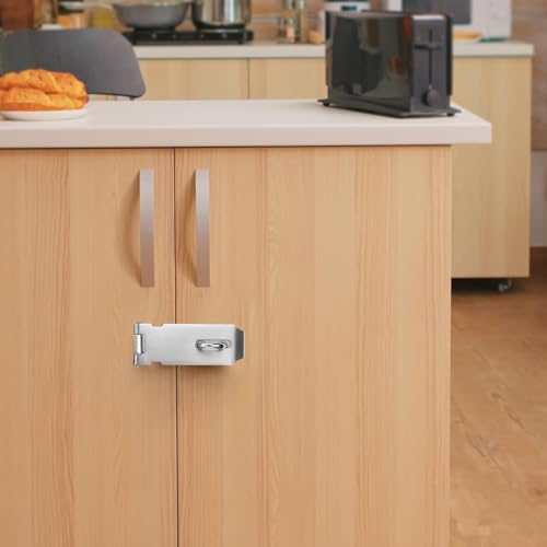 Image of Door Latch Hasp Lock Hasp Door Latches Gate Latches Stainless Steel Lock Latch Heavy Duty Padlock Hasp with Screws for Mailbox Drawer Closet Fence Door Window Cabinets 4Inch